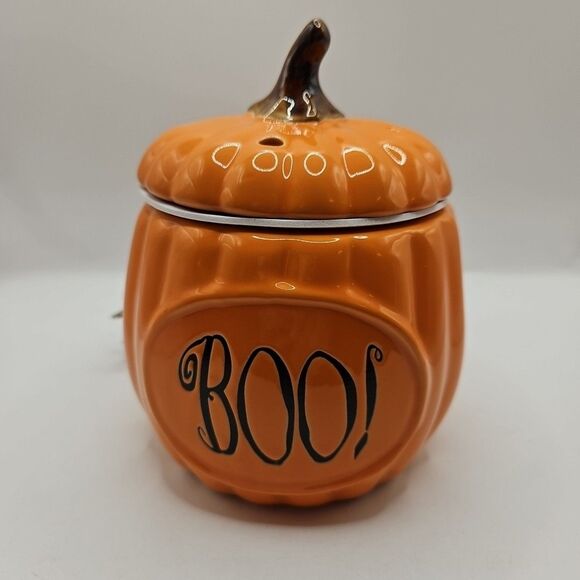 Pumpkin BOO! Orange Ceramic Wax Warmer Autumn Halloween Decor 6" Plug-In Gift - Picture 1 of 16
